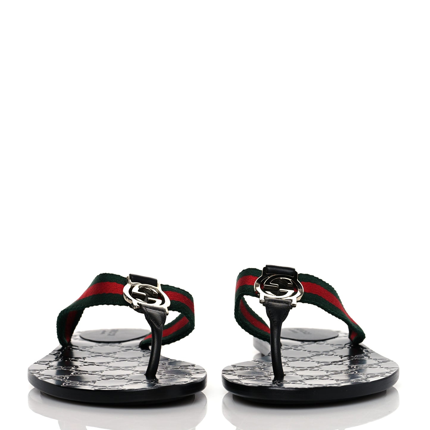 Nylon Guccissima Web Womens Thong Sandals 36.5 Green Red Black