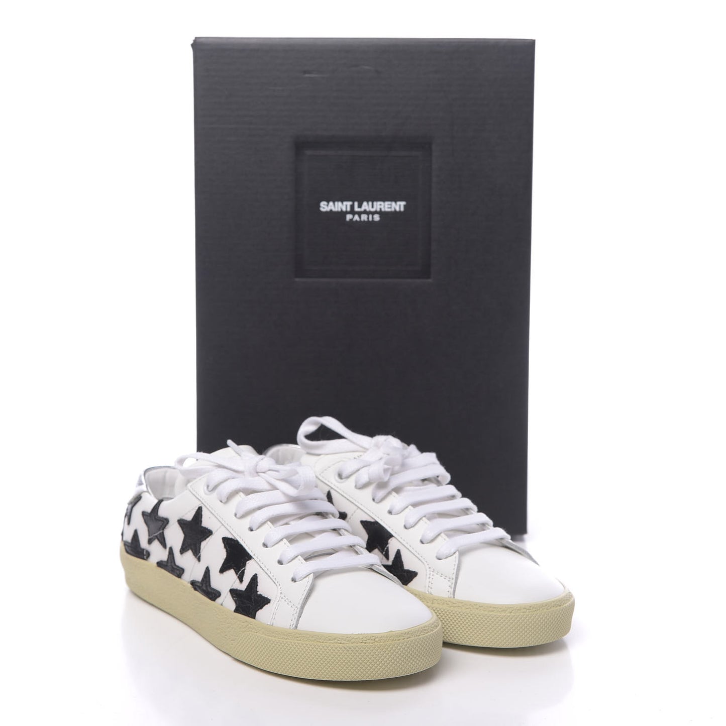 Calfskin Star Court Sneakers 35 White Black
