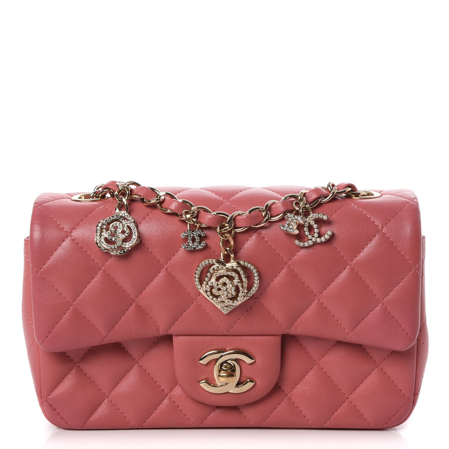 Chanel Lambskin Quilted Valentine Charms Mini Rectangular Flap Pink 1 of 7