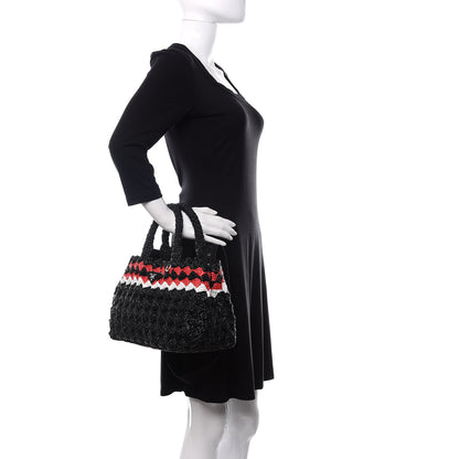Prada Raffia Crochet Giardiniera Tote Black 3 of 12