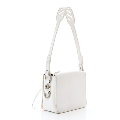 Off-White Saffiano Striped Mini Diag Binder Clip Bag White Black 3 of 17