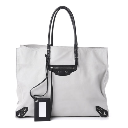 Balenciaga Supple Calfskin Bi-Color Papier A4 Tote White Black 1 of 8