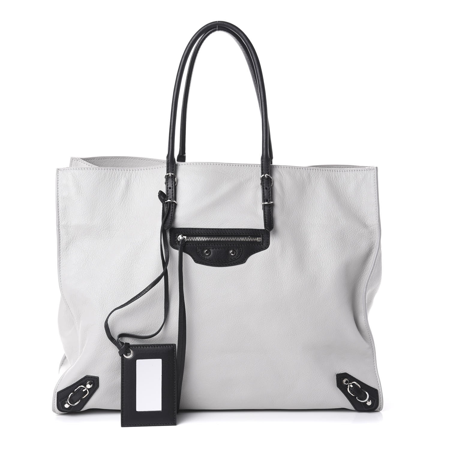 Balenciaga Supple Calfskin Bi-Color Papier A4 Tote White Black 1 of 8