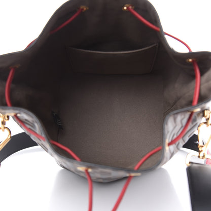 Fendi Vitello Grace F is Fendi Bi-Color FF 1974 Embossed Grande Mon Tresor Bucket Bag Maya Black Fragola 5 of 9