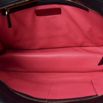 Valentino Garavani Calfskin Carmen Medium Tote Black Deep Rose 5 of 9