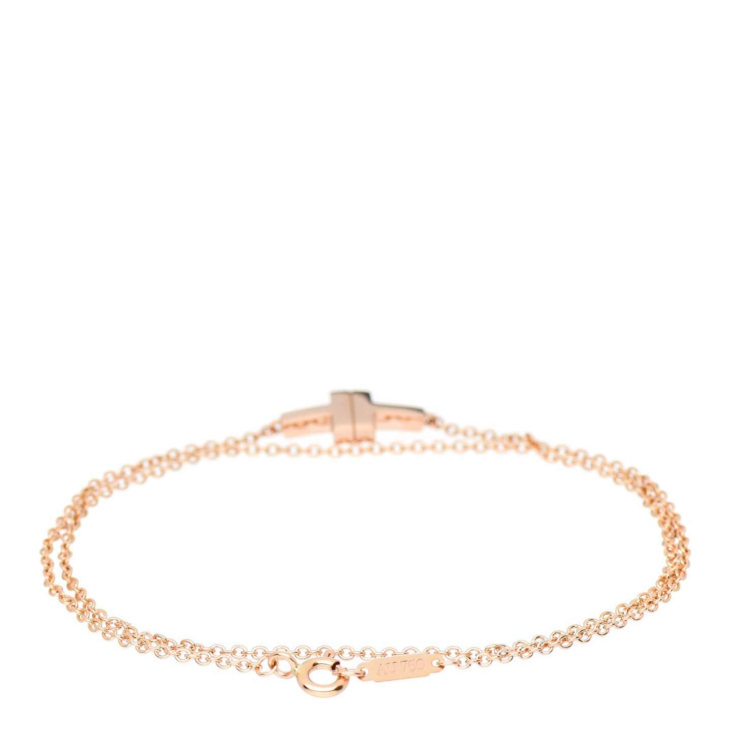 18K Rose Gold T Double Chain Bracelet