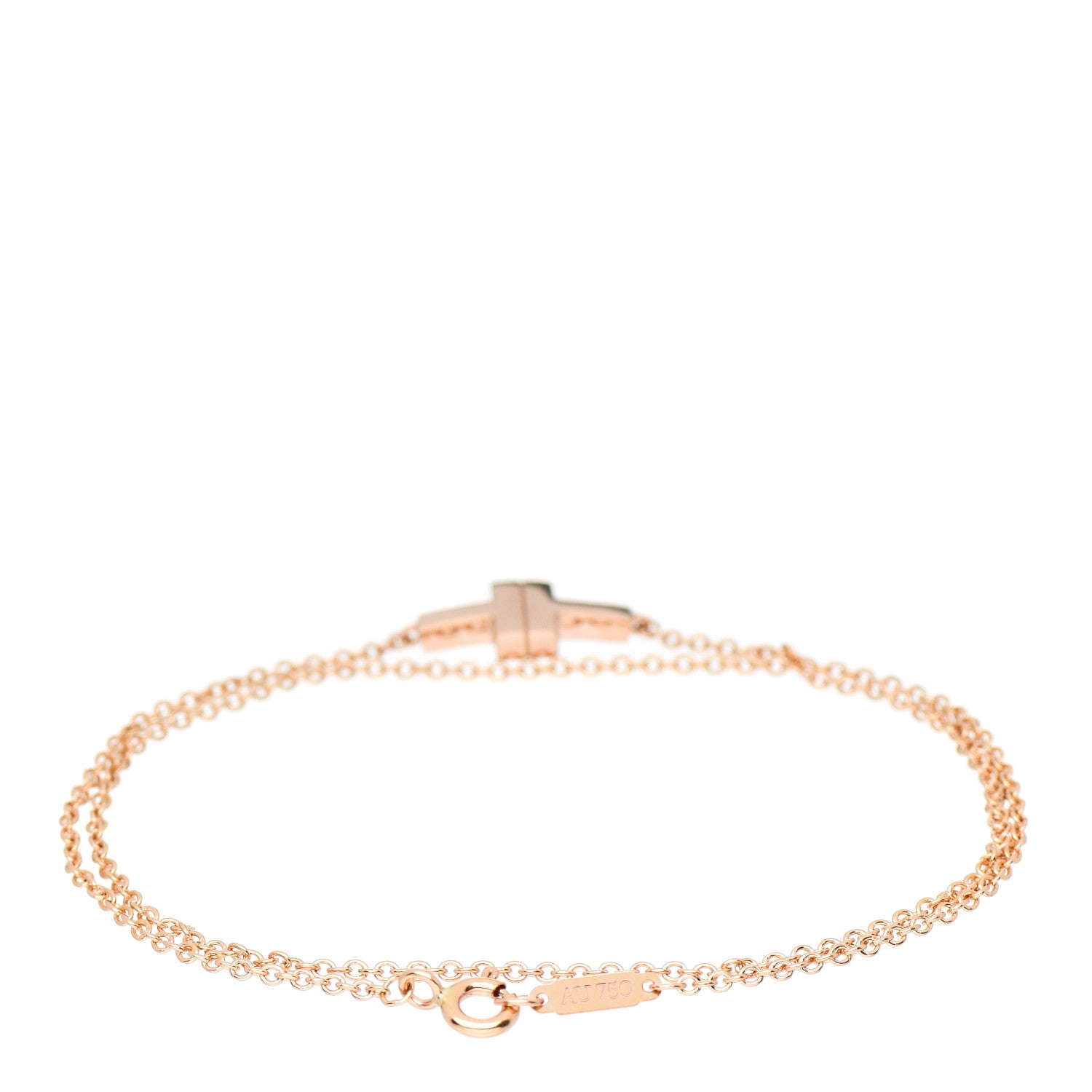 Tiffany 18K Rose Gold T Double Chain Bracelet 3 of 5