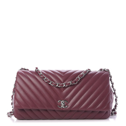 Chanel Lambskin Chevron Quilted Large Surpique Flap Dark Red 1 of 11