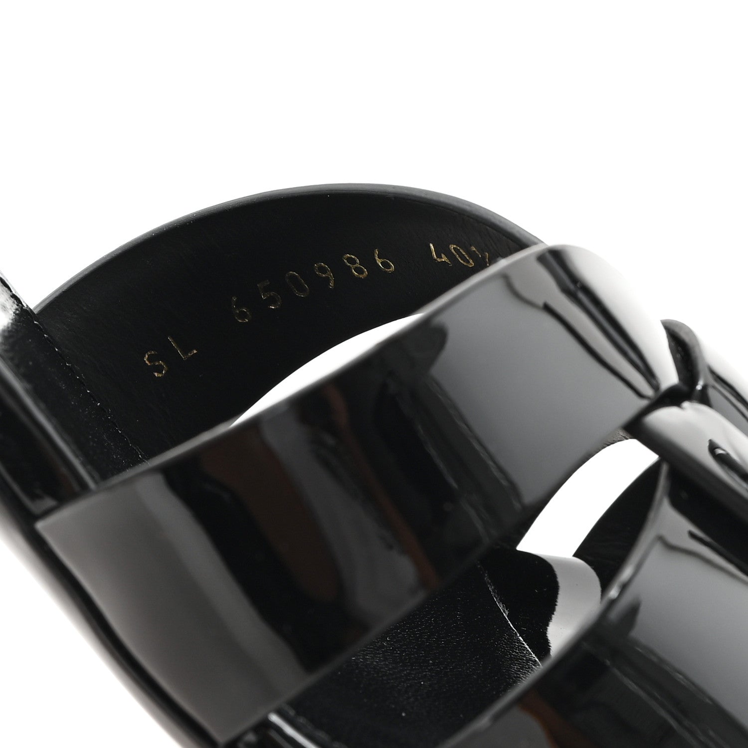 Saint Laurent Patent Calfskin Tribute 85 Slide Sandals 40.5 Black 8 of 10