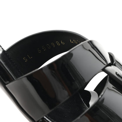 Saint Laurent Patent Calfskin Tribute 85 Slide Sandals 40.5 Black 8 of 10
