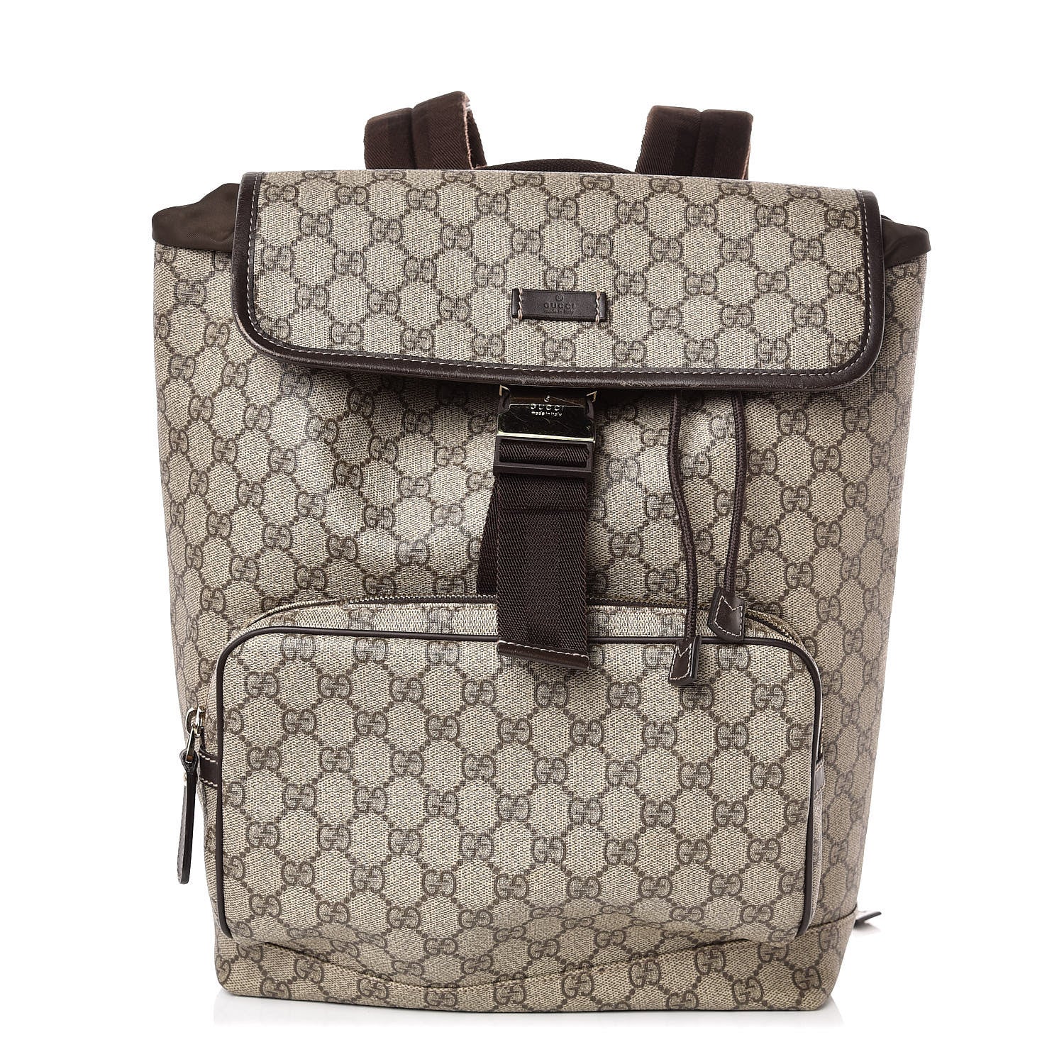 Gucci GG Supreme Monogram Medium Single Buckle Rucksack Backpack Beige Ebony Brown 1 of 8