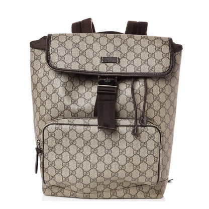 Gucci GG Supreme Monogram Medium Single Buckle Rucksack Backpack Beige Ebony Brown 1 of 8