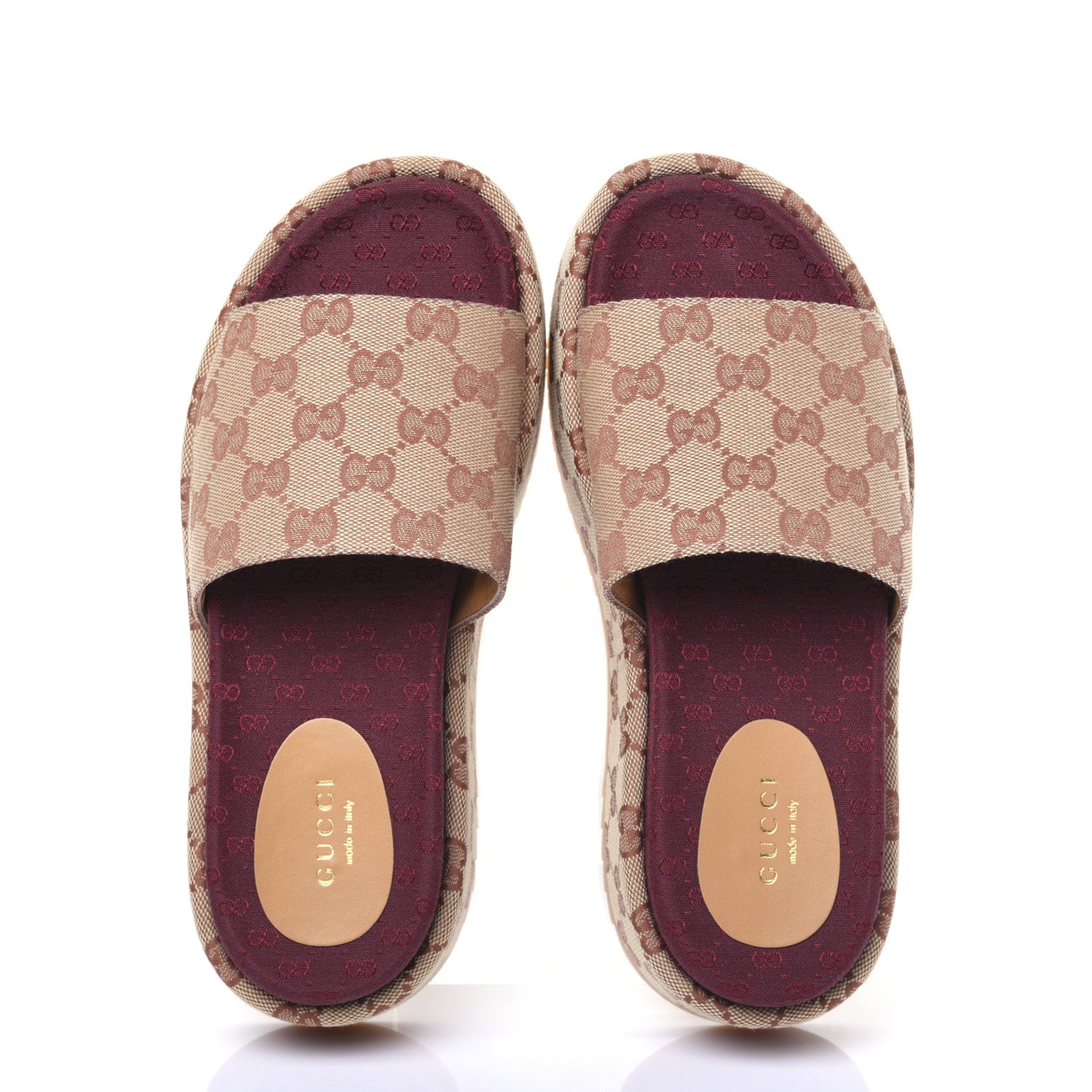 Gucci Canvas GG Monogram Angelina Platform Slide Sandals 36.5 Beige Ruggine 5 of 10