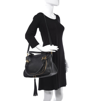 Chloe Calfskin Studded Medium Marcie Satchel Black 3 of 12