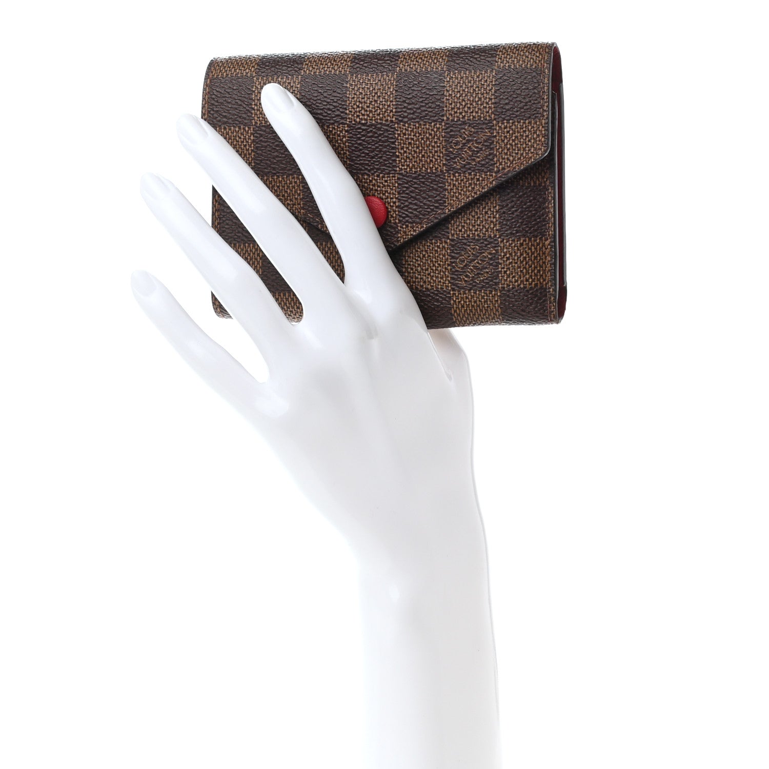 Louis Vuitton Damier Ebene Victorine Wallet Red 2 of 8