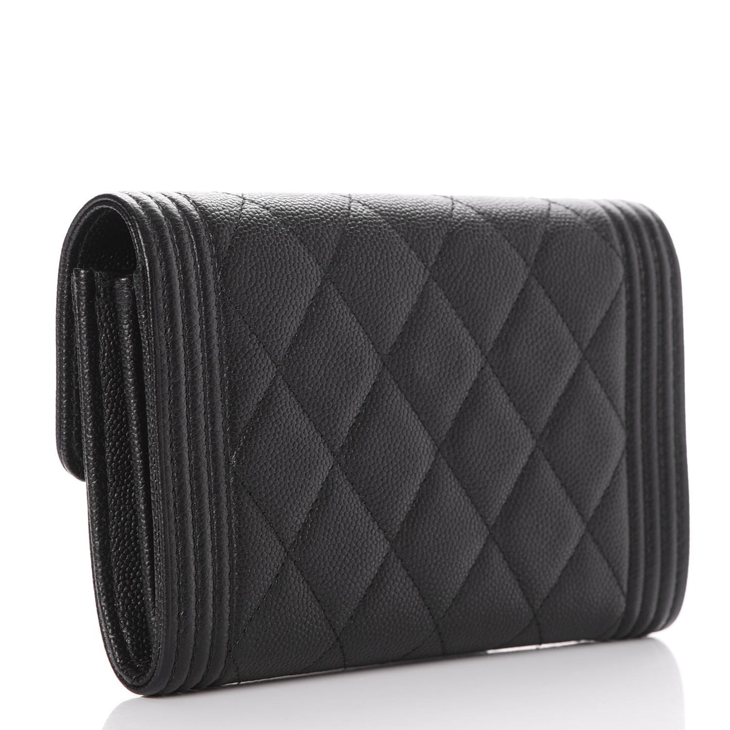 Caviar Quilted Medium Boy Flap Wallet Black