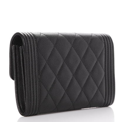 Chanel Caviar Quilted Medium Boy Flap Wallet Black 3 of 10