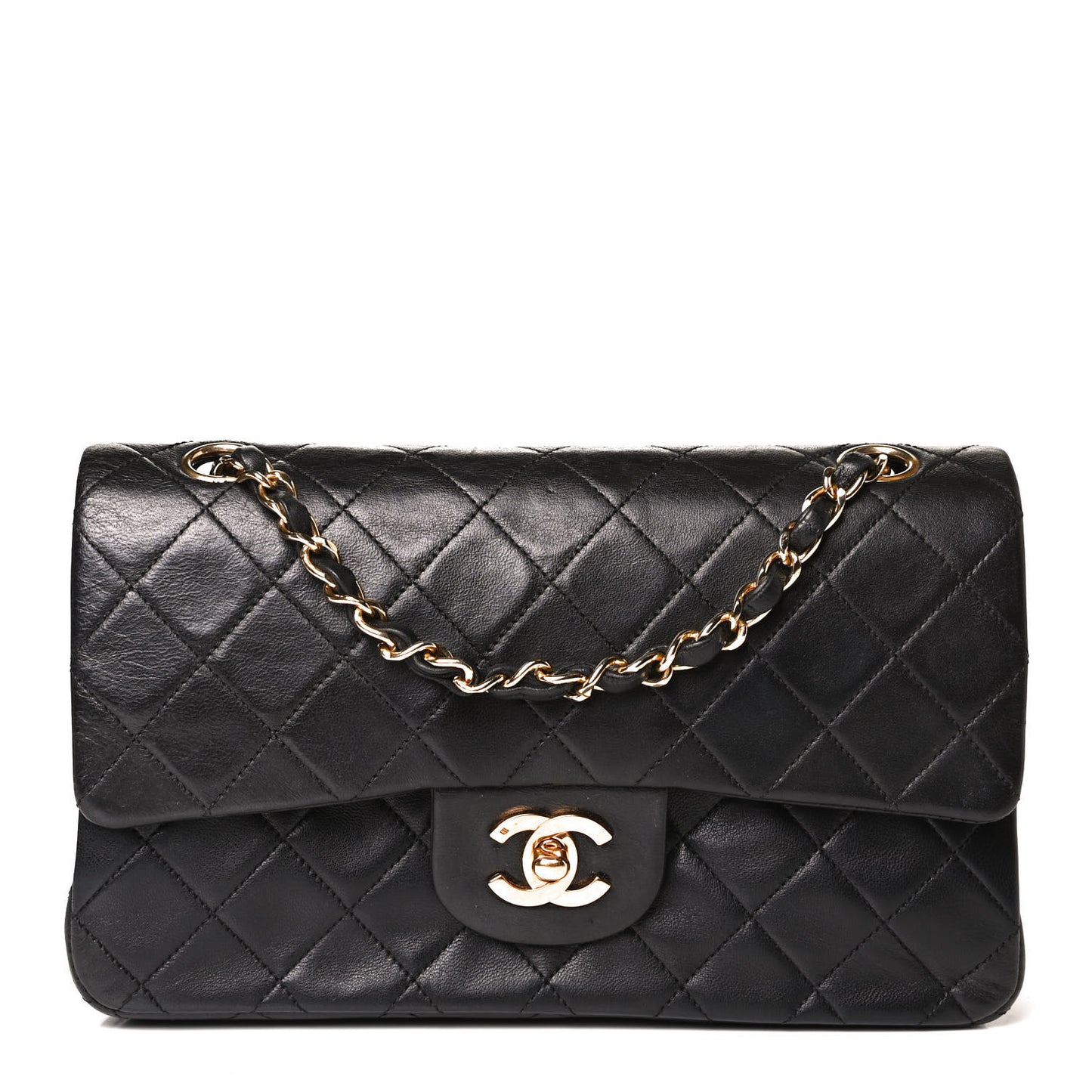 Lambskin Quilted Small Double Flap Black
