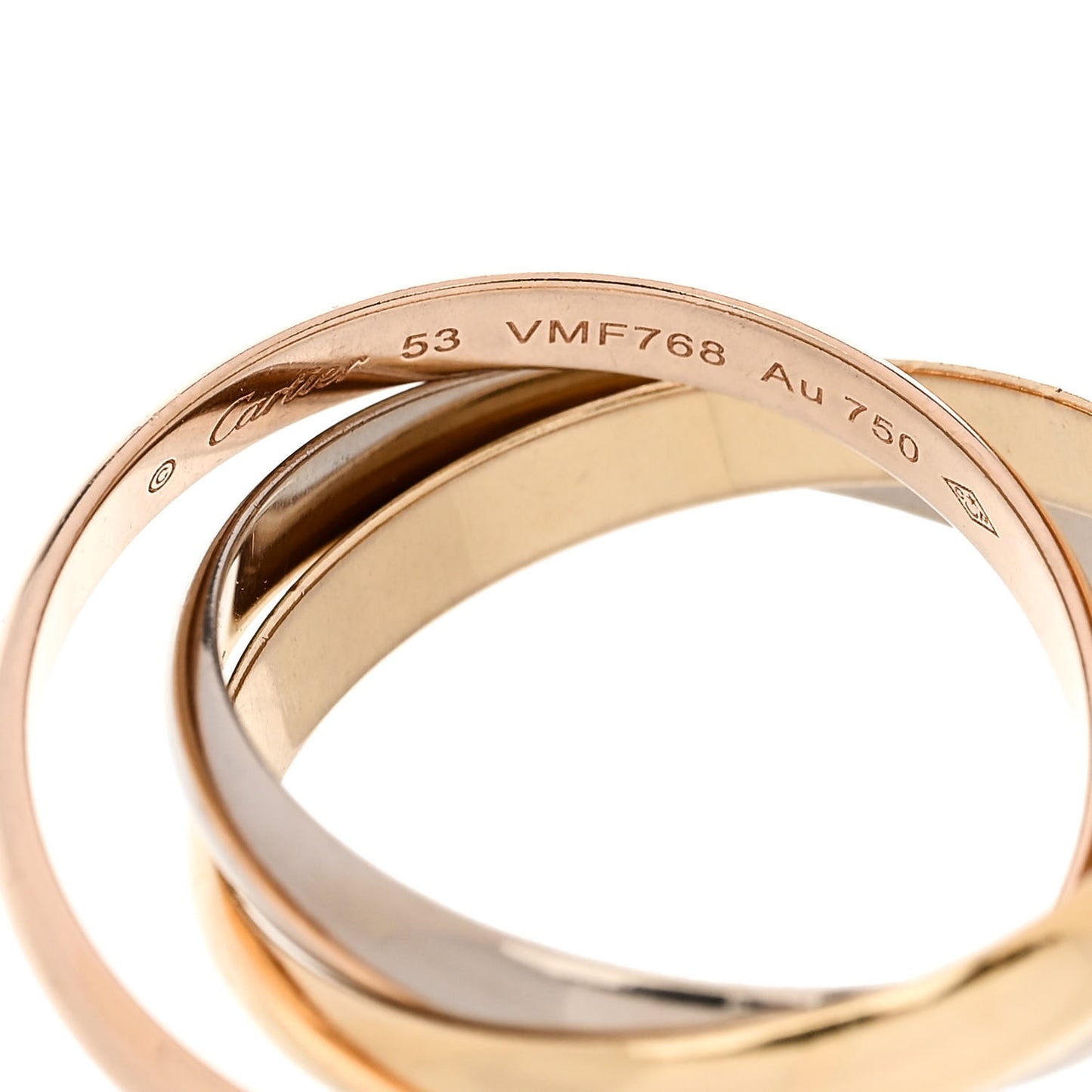18K Pink Yellow White Gold Small Trinity Ring 53 6.25