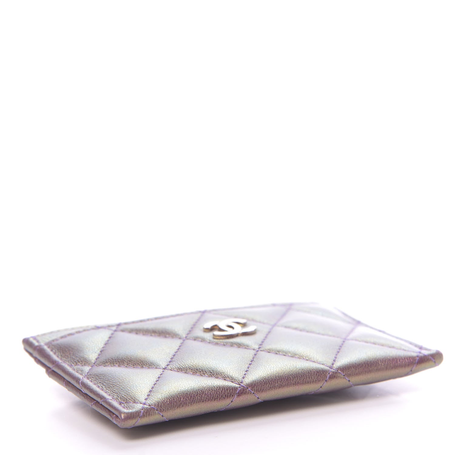 Chanel Iridescent Lambskin Quilted Card Holder Purple 4 of 8