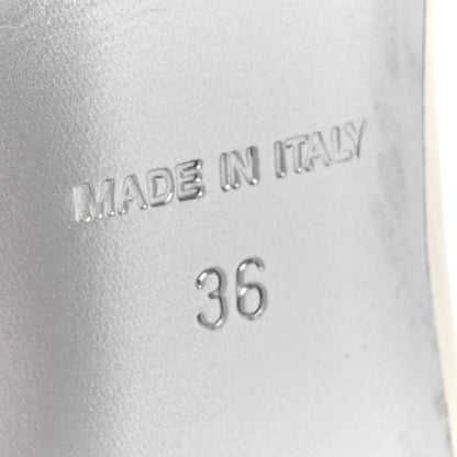 Chanel Laminated Lambskin Grosgrain Cap Toe CC Mary Jane Pumps 36 Silver Black 7 of 13