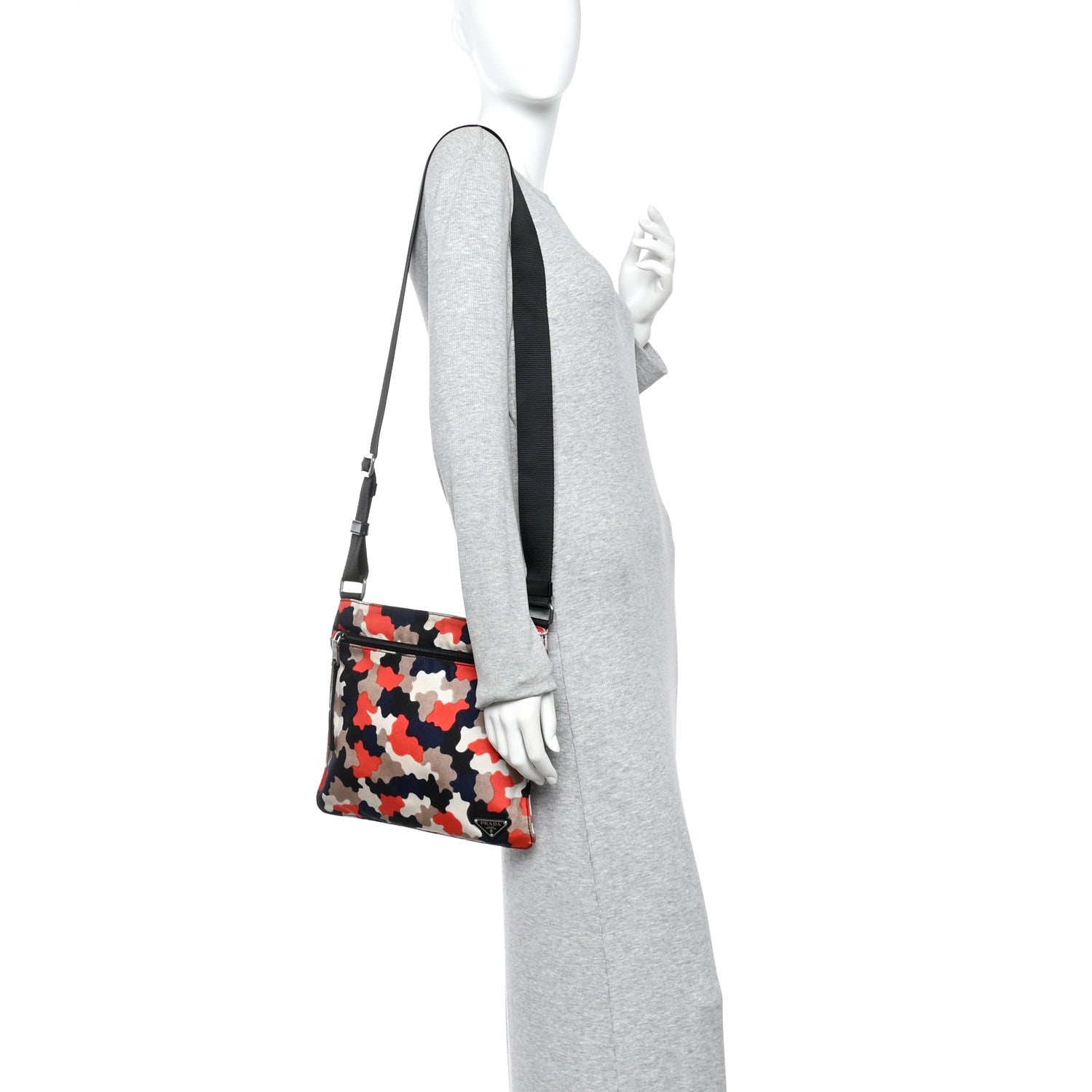 Prada Cordura Saffiano Camouflage Crossbody Rosso 2 of 10