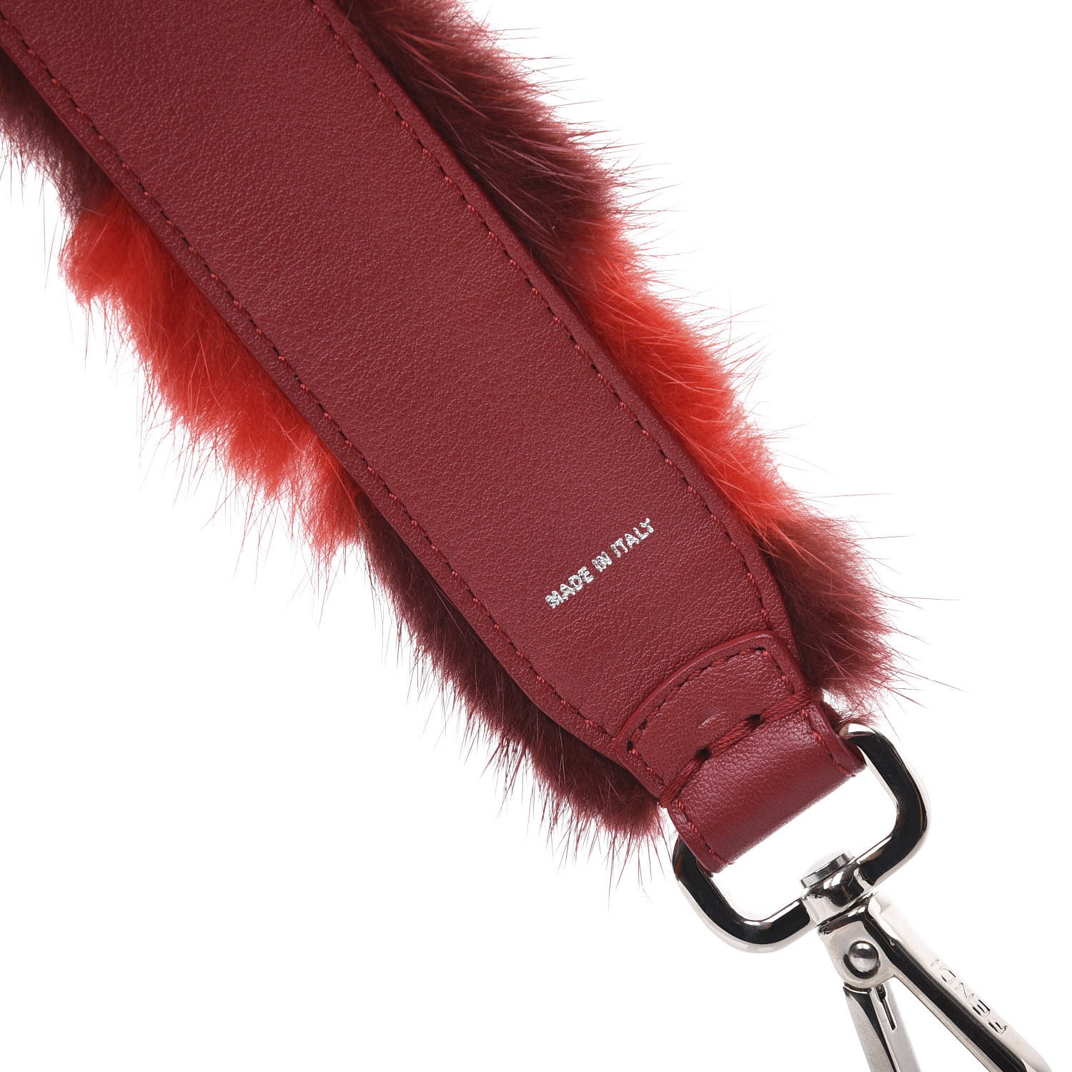 Fendi Vitello Dolce Mink Fur Pequin Mini Strap You Scarlet Cosmo Fragola 2 of 5