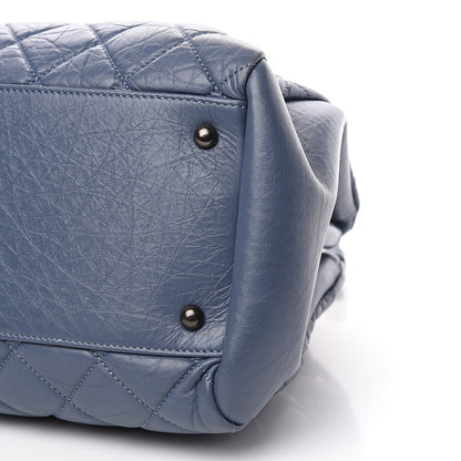 Chanel Distressed Lambskin Quilted Just Mademoiselle Bowling Bag Dark Blue 9 of 9