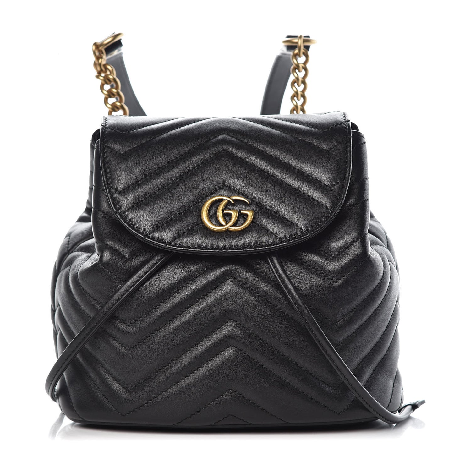 Calfskin Matelasse GG Marmont Flap Backpack Black