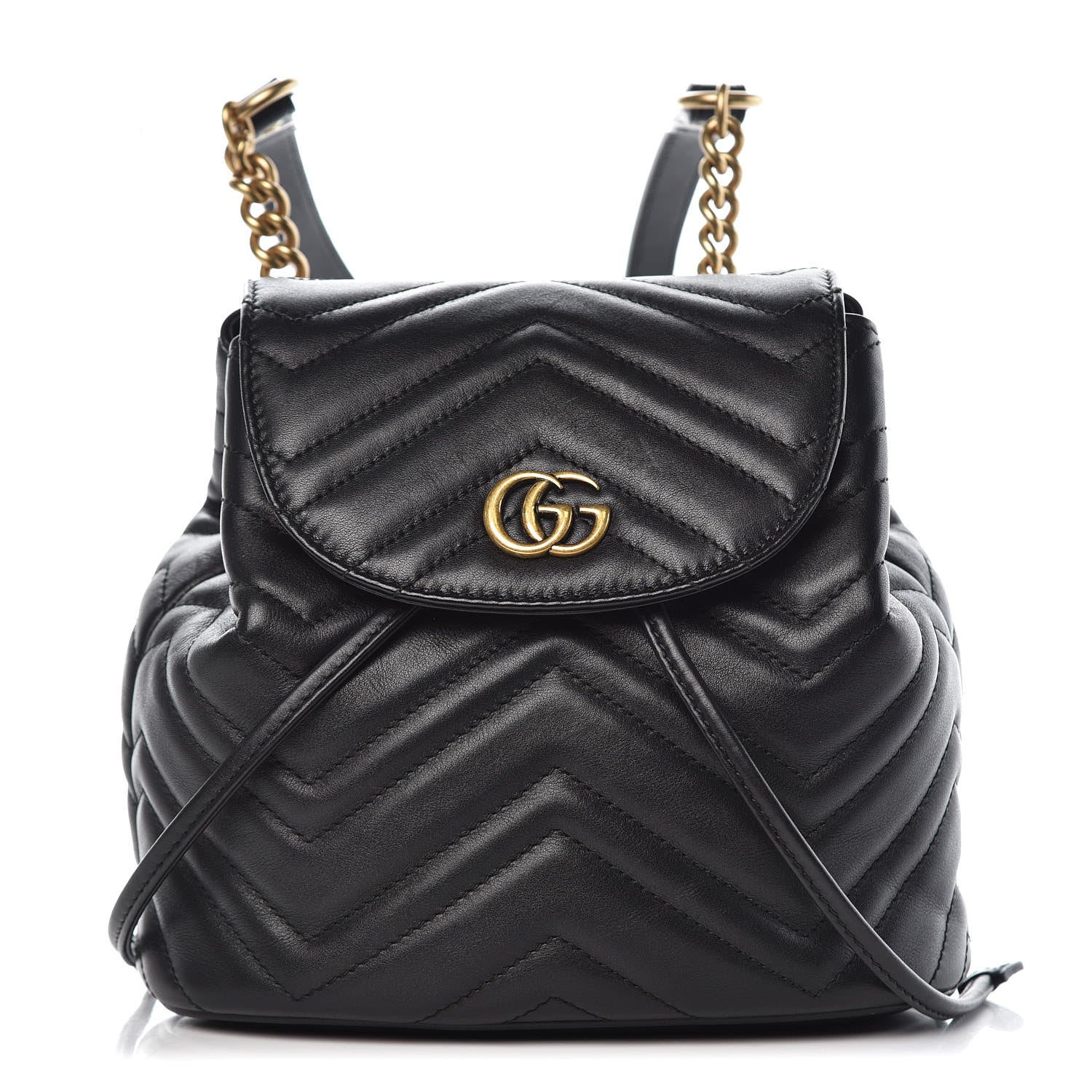 Gucci Calfskin Matelasse GG Marmont Flap Backpack Black 1 of 12