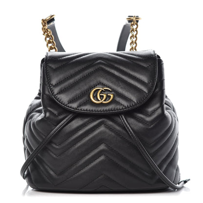 Gucci Calfskin Matelasse GG Marmont Flap Backpack Black 1 of 12