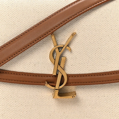 Saint Laurent Linen Calfskin Monogram Small Solferino Satchel Greggio Brick 14 of 19