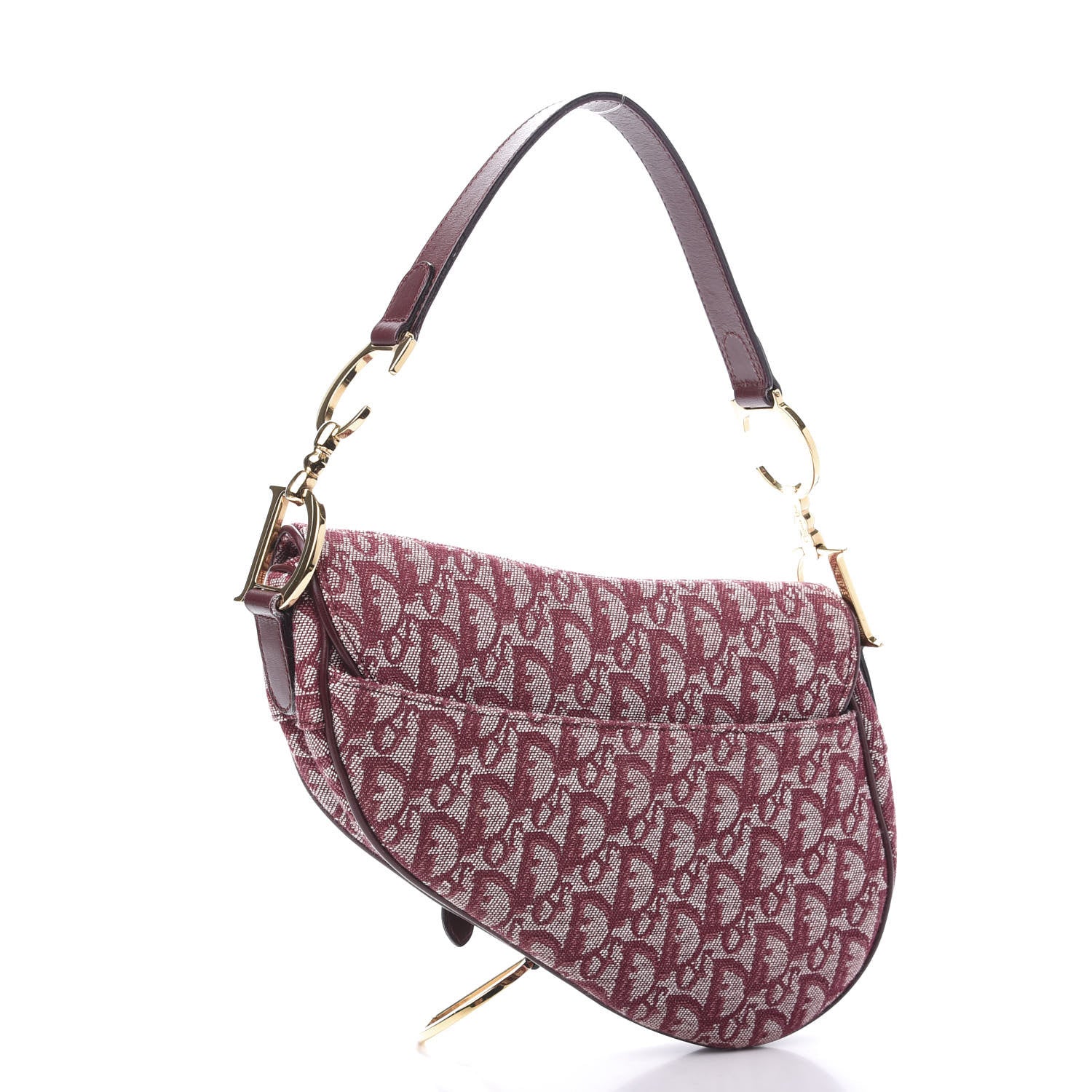 Christian Dior Monogram Saddle Bag Burgundy 3 of 9