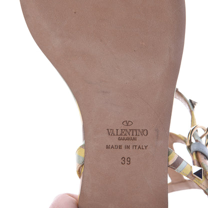Valentino Garavani Calfskin Native Couture 1975 Rockstud Ankle Wrap Flat Thong Sandals 39 Multicolor 8 of 12