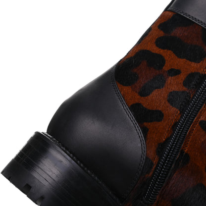 Christian Louboutin Calfskin Pony Fox Spikes TS Croc Flat Boots 38 Black Roux 13 of 14