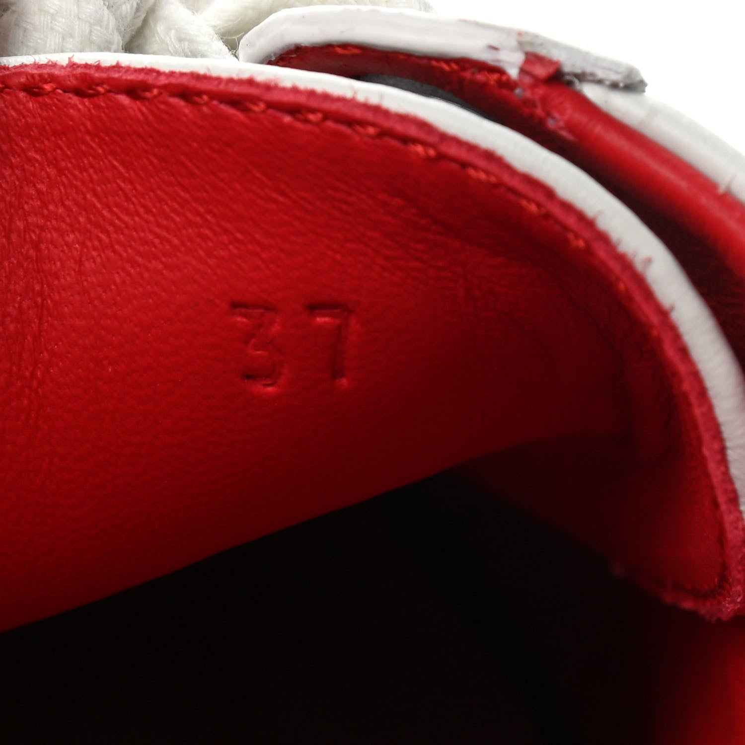 Hermes Calfskin Deep Sneakers 37 White Lipstick Red 8 of 9