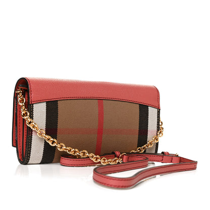 Burberry Calfskin House Check Henley Wallet On Chain Red 3 of 11
