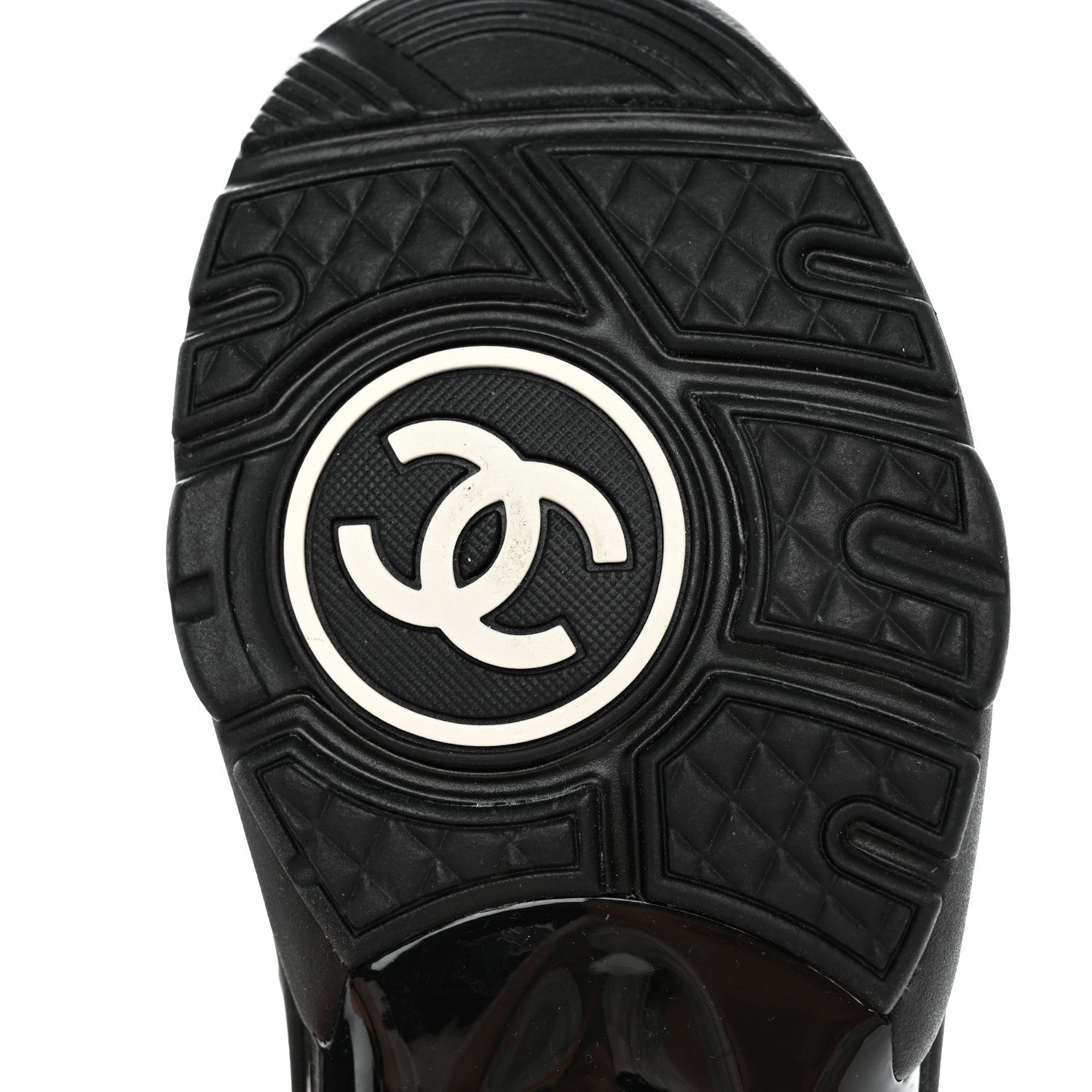 Chanel Mesh Suede Grained Calfskin Womens CC Sneakers 35 Black White 6 of 10