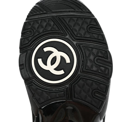 Chanel Mesh Suede Grained Calfskin Womens CC Sneakers 35 Black White 6 of 10