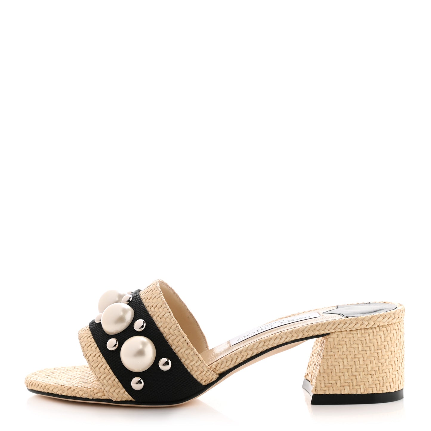 Raffia Embellished Minea 45 Sandals 35 Black White