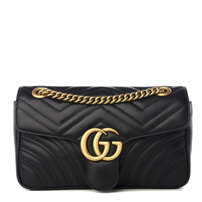 Gucci Calfskin Matelasse Small GG Marmont Shoulder Bag Black 1 of 8