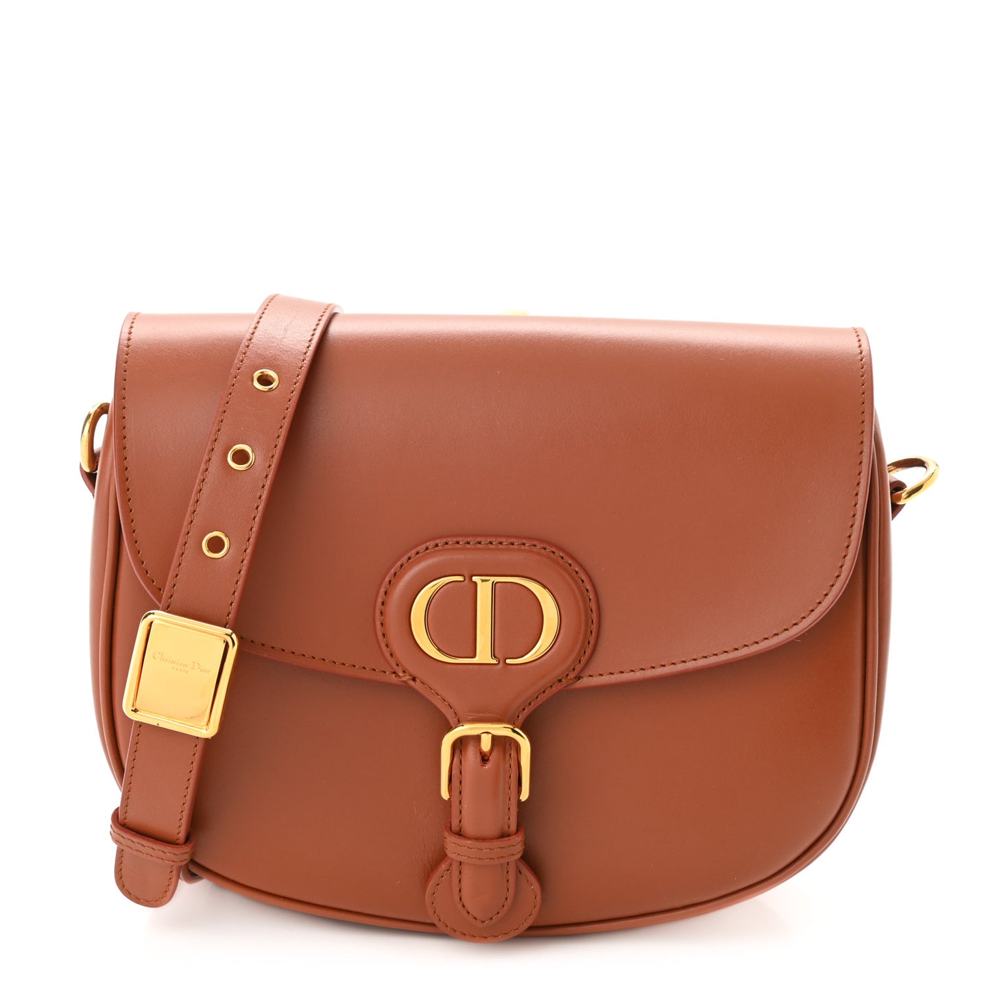Box Calfskin Medium Bobby Flap Dark Tan