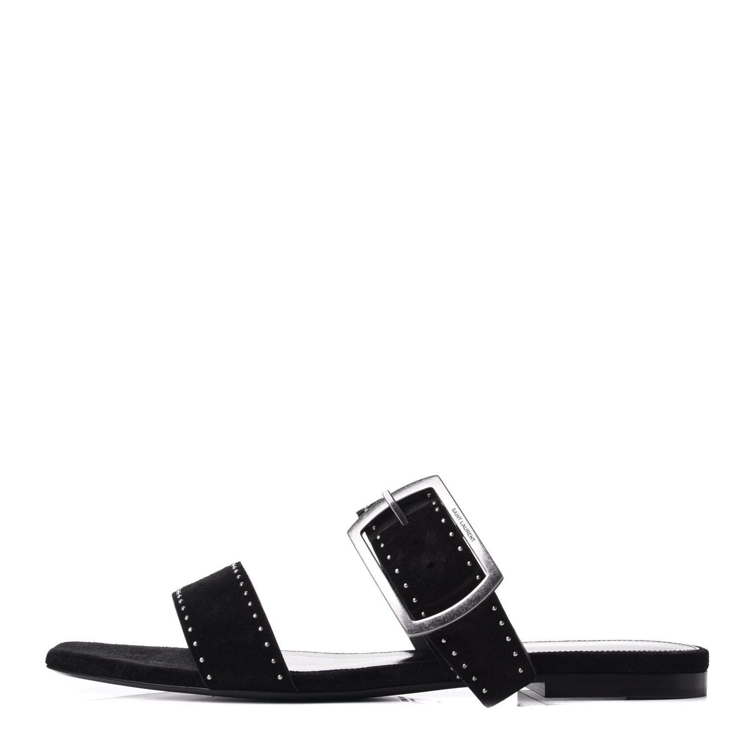 Saint Laurent Suede Otterproof Nikel Pallidio Sandals 38 Black 1 of 11