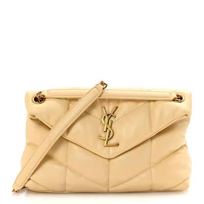 Saint Laurent Lambskin Quilted Small Loulou Puffer Monogram Chain Satchel Jaune Pale 1 of 9