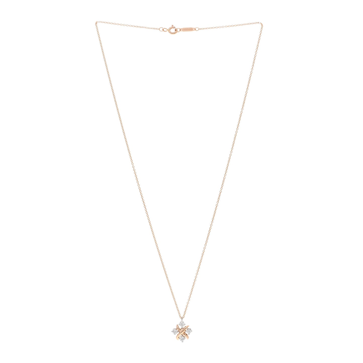 18K Rose Gold Platinum Diamond Schlumberger Lynn Pendant Necklace