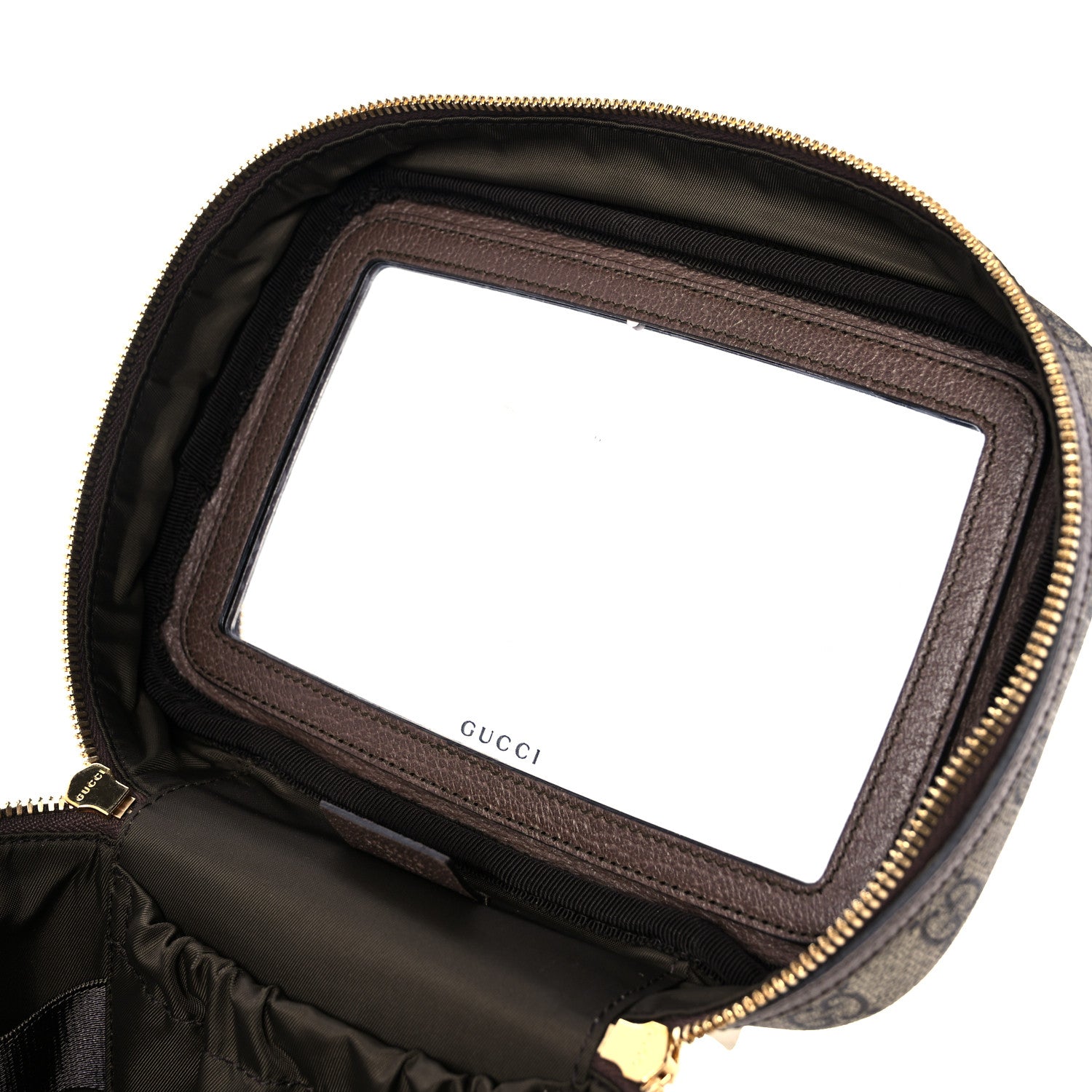Gucci GG Supreme Monogram Textured Calfskin Web Small Ophidia Vanity Cosmetic Case Beige Ebony New Acero 11 of 12