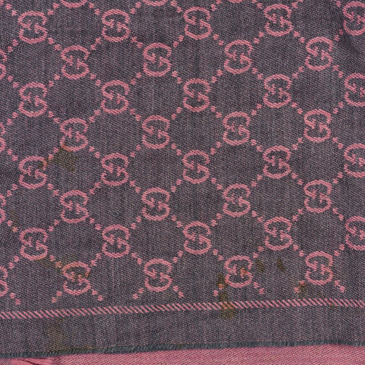 Wool Jacquard GG Monogram Sten Fringe Scarf Graphite Pink