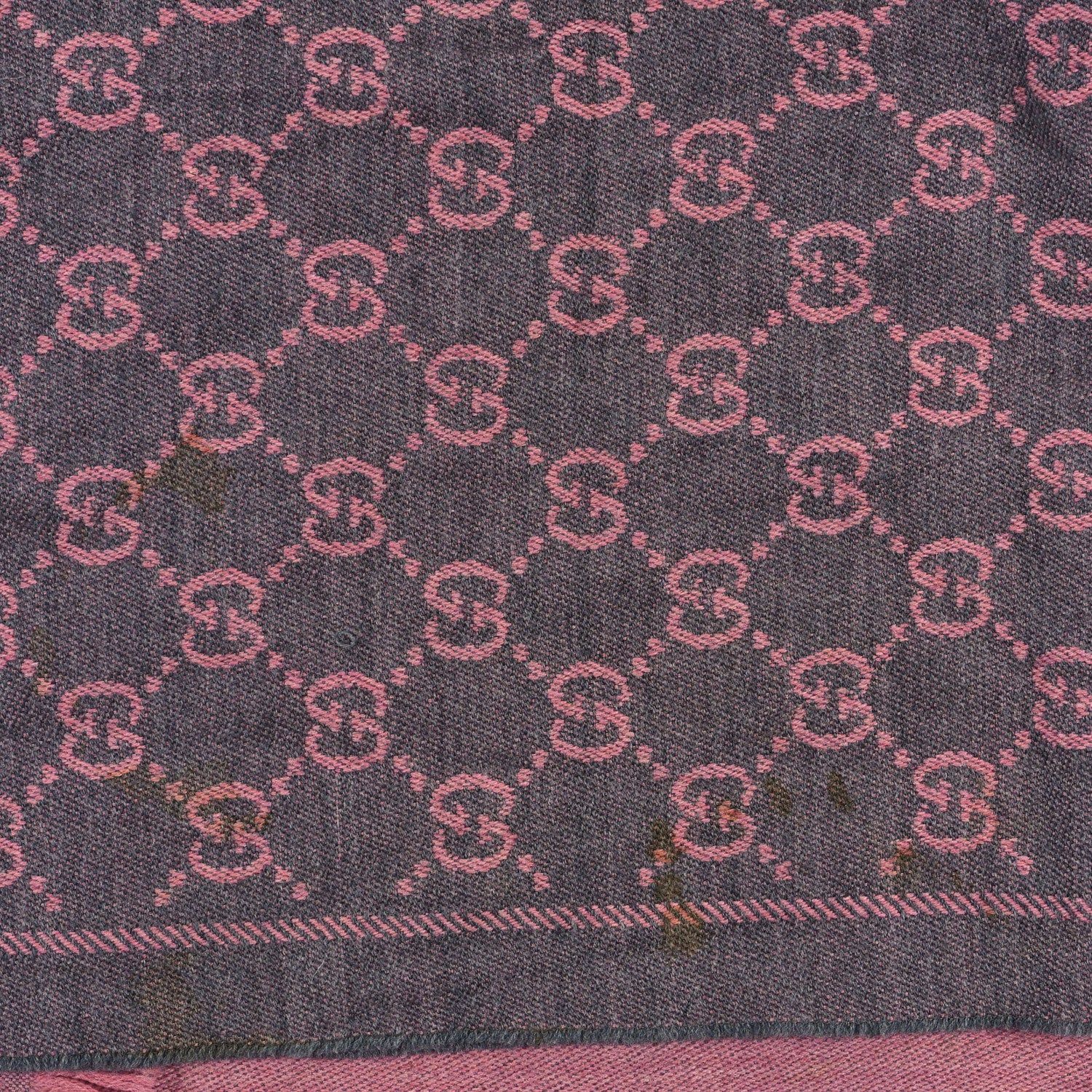 Gucci Wool Jacquard GG Monogram Sten Fringe Scarf Graphite Pink 7 of 7