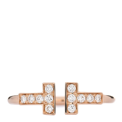 Tiffany 18K Rose Gold Diamond T Wire Ring 49 5 1 of 5