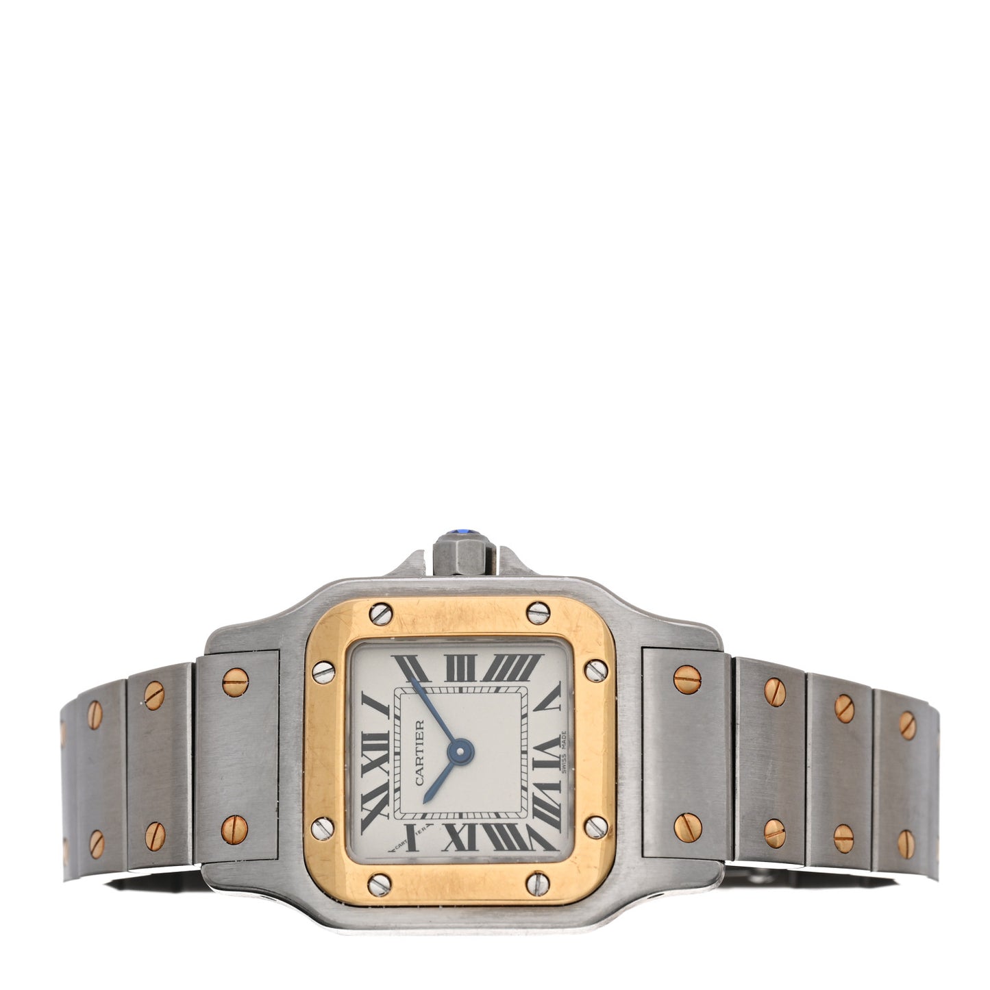 Stainless Steel 18K Yellow Gold 24mm Santos De Cartier Galbee Quartz Watch